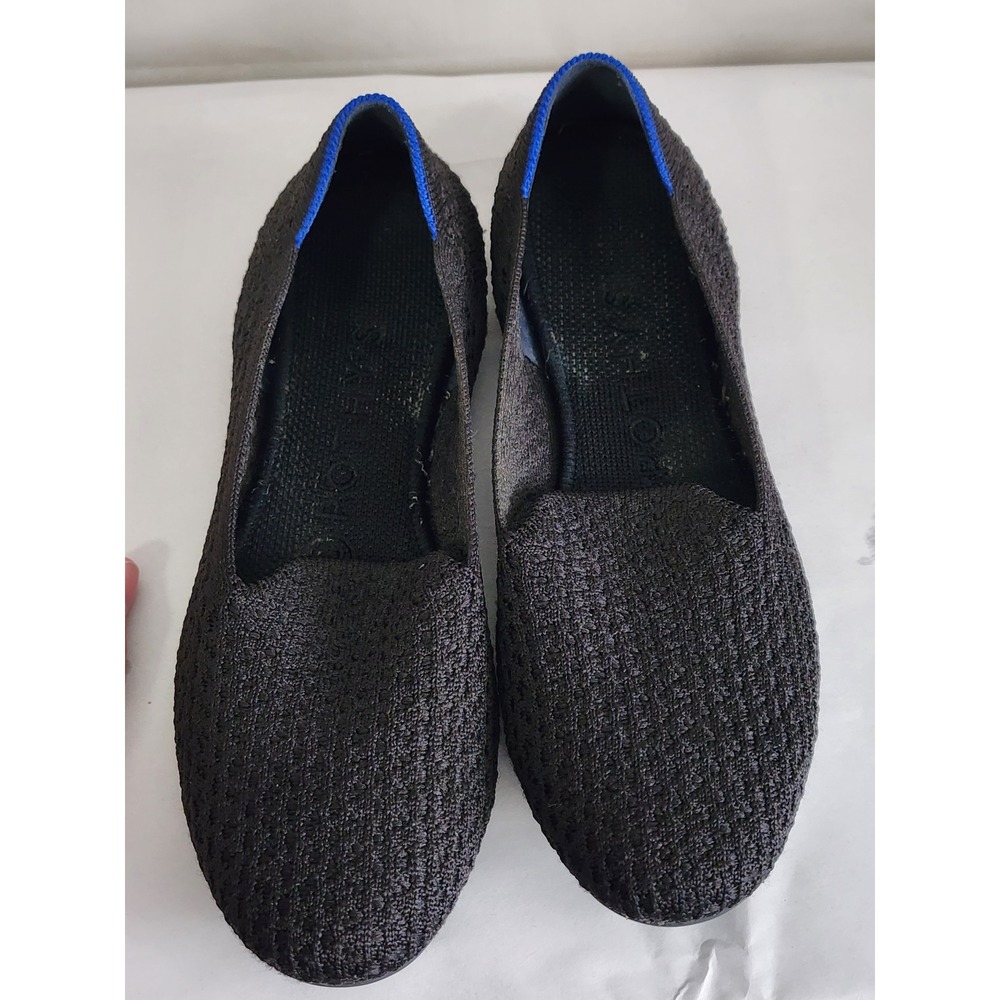 Rothys The Loafer Black Solid Knit Round Toe Slip On Flats Shoes Womens 6